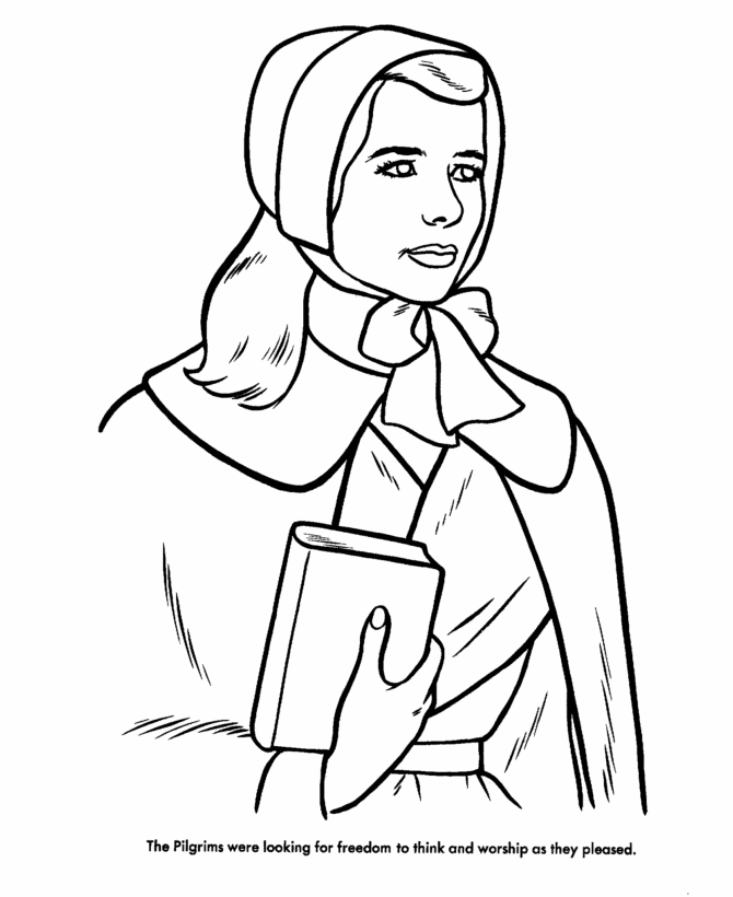 Pilgrim thanksgiving coloring page sheets