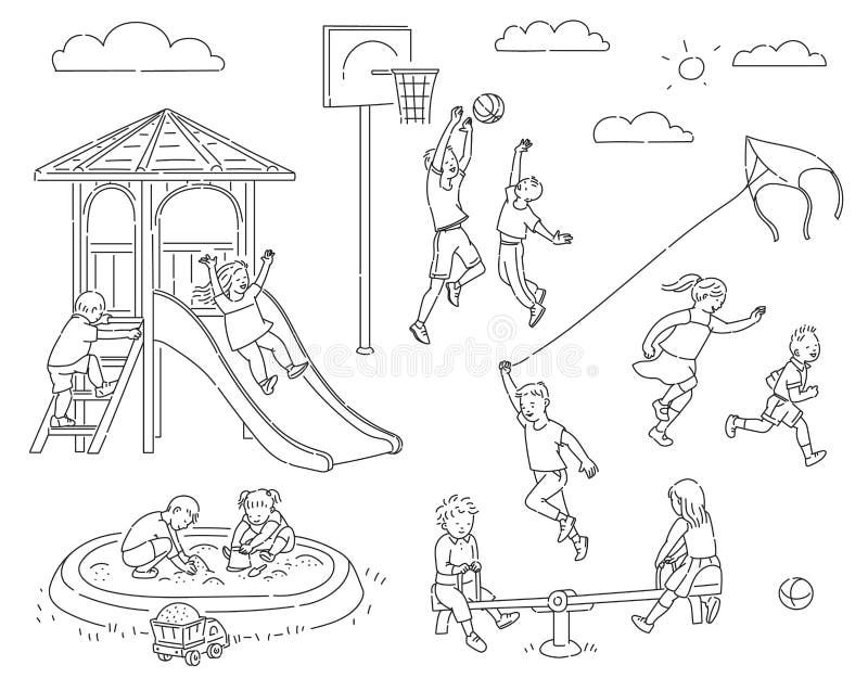 Playground coloring page stock illustrations â playground coloring page stock illustrations vectors clipart