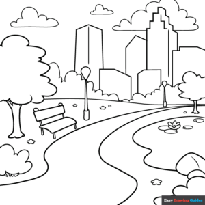 Park coloring page easy drawing guides