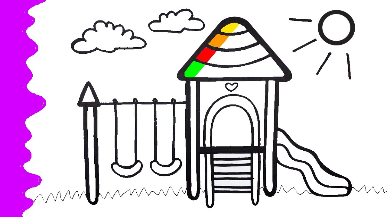 How to draw a playground drawing and coloring