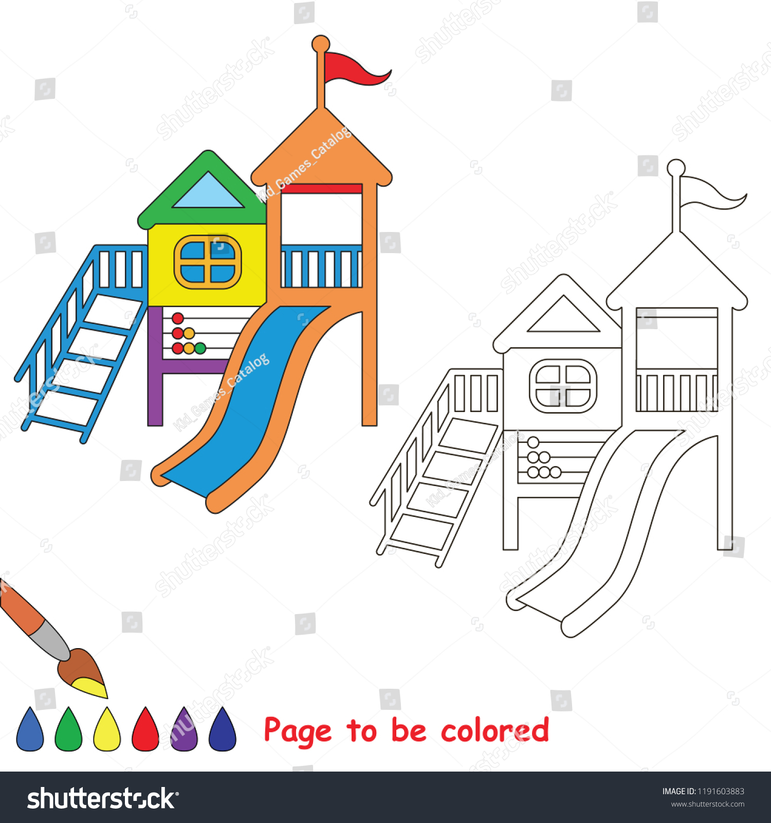 Outdoor kid playground be colored coloring stock vector royalty free