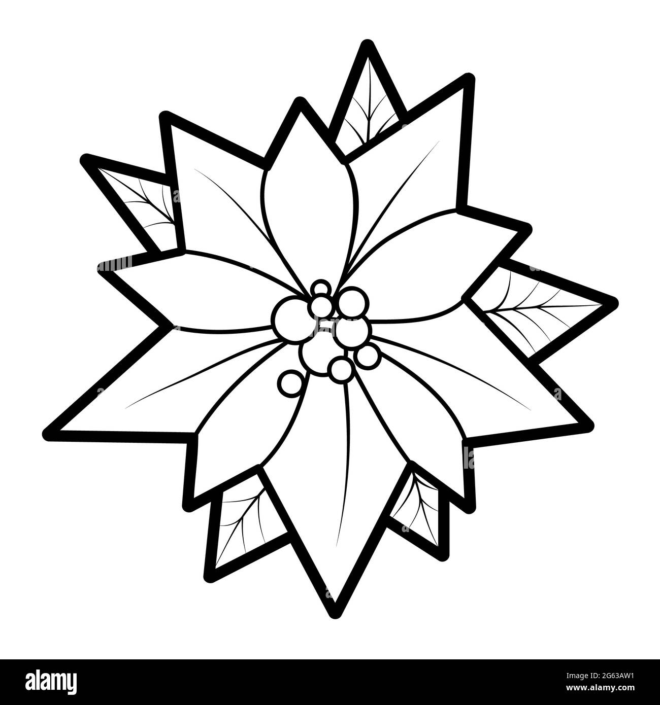 Christmas coloring book or page for kids poinsettia black and white illustration stock photo