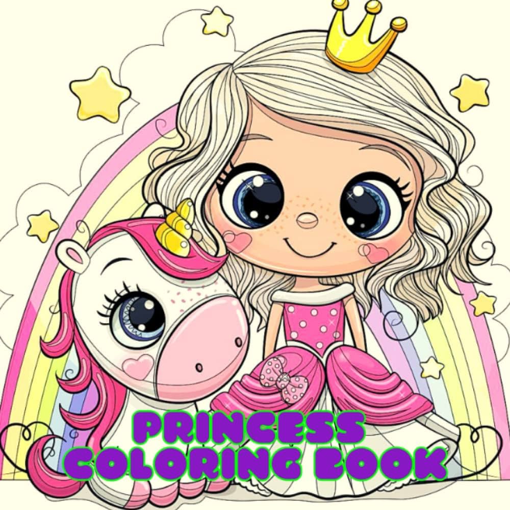 Princess coloring book cute and simple princesses unicorn and other coloring pages for girls and boys