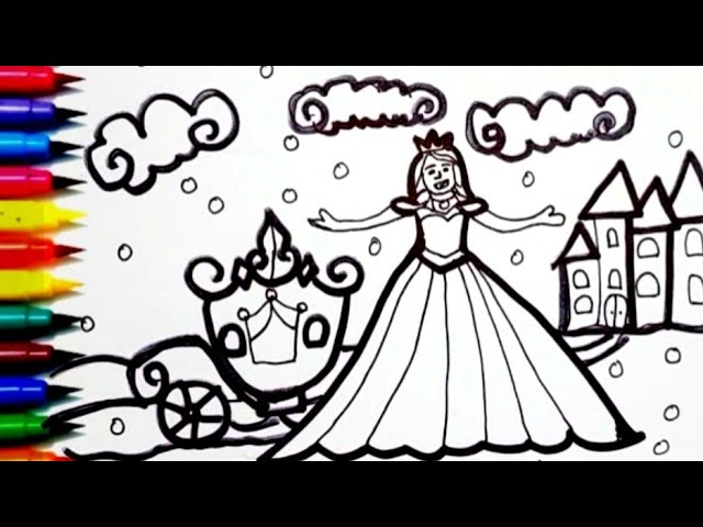 Princess drawing painting and coloring for kids toddlers drawing colouring for kids colouring