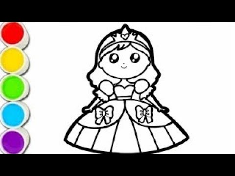 Princess drawing painting and coloring for kids and toddlers