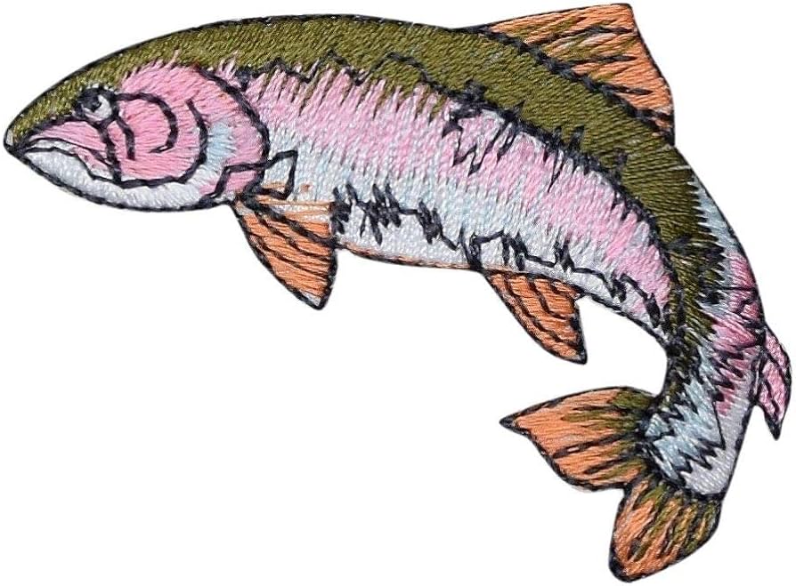 Rainbow trout fish embroidered iron on patch