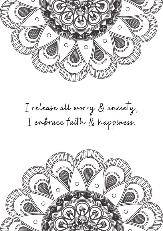 Coloring pages for kids teens adults affirmations mandalas printables relaxation relaxing activity belief quotes coloring book