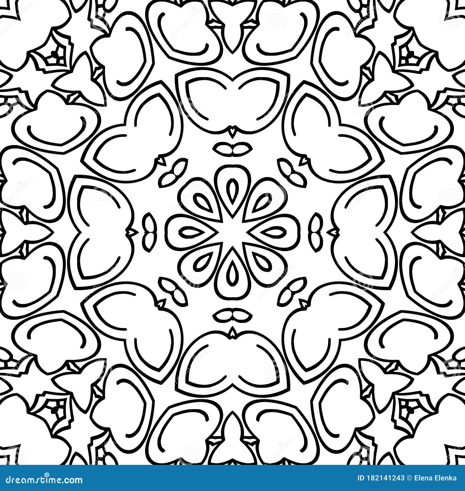 Simple coloring page for kids and adults seamless pattern relax ornament meditative drawing coloring book stock illustration
