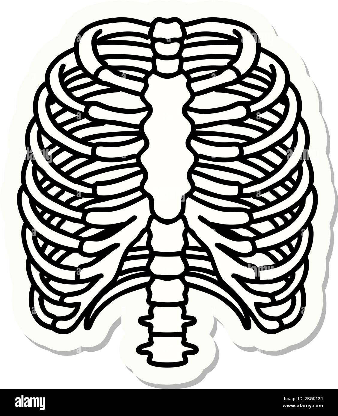 Sticker of tattoo in traditional style of a rib cage stock vector image art