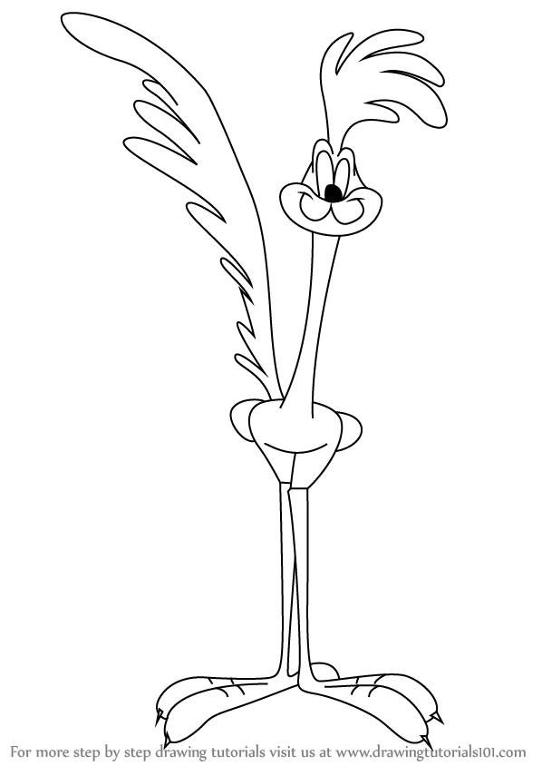How to draw road runner from looney tunes looney tunes step by step
