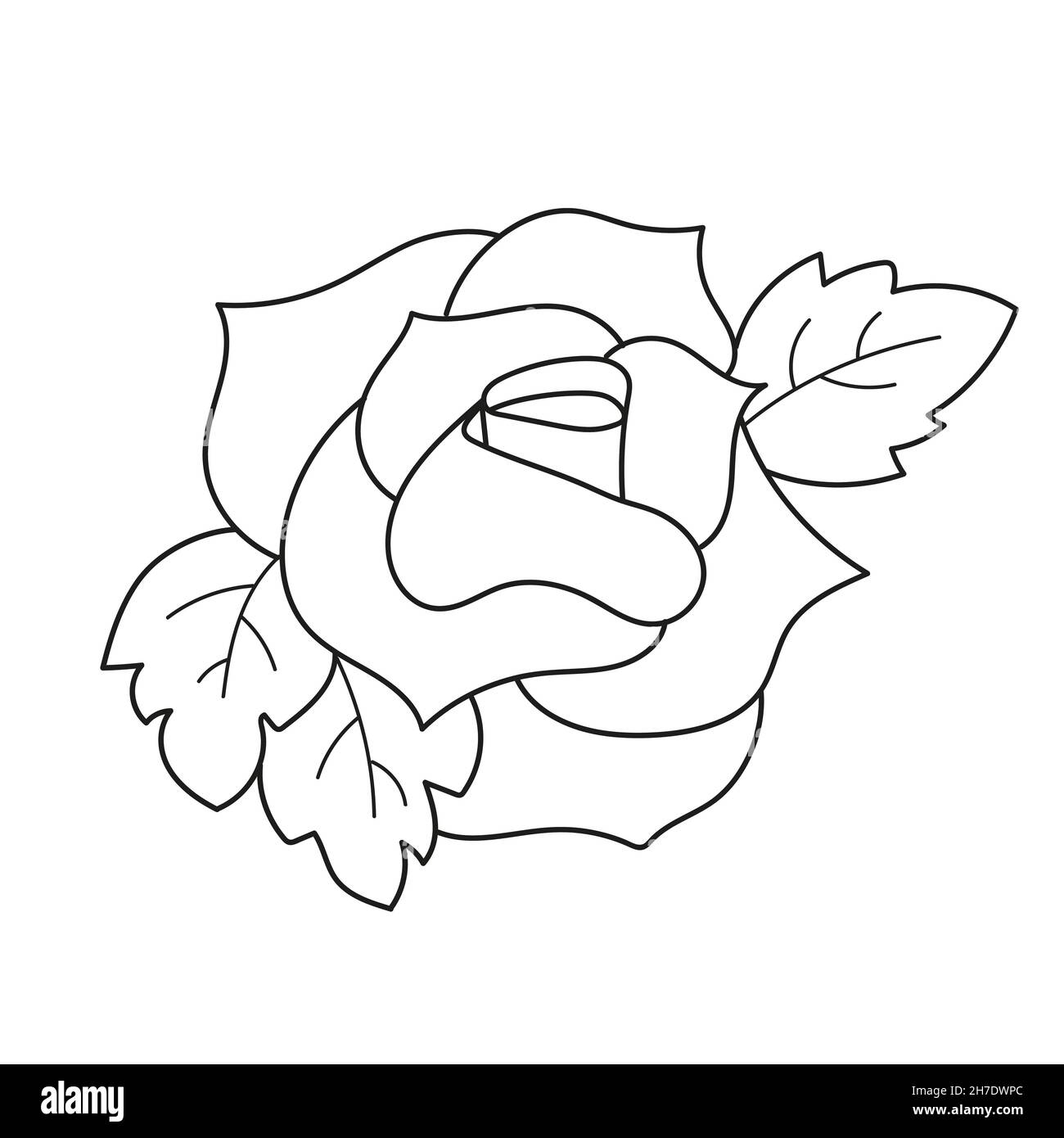Simple coloring page black and white hand drawn illustration of roses coloring book page for children stock vector image art