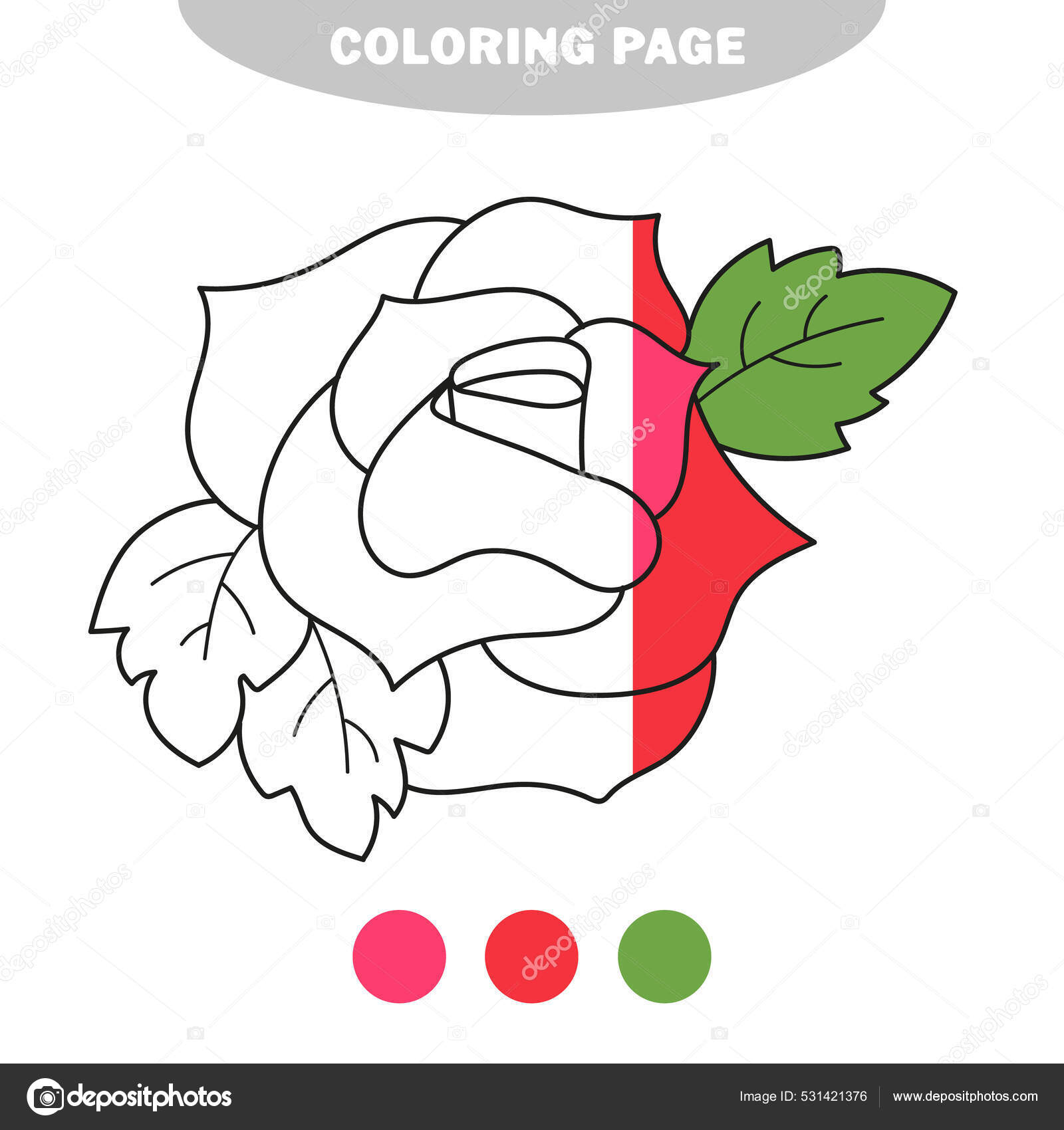 Simple coloring page black and white hand drawn illustration of roses stock vector by brill