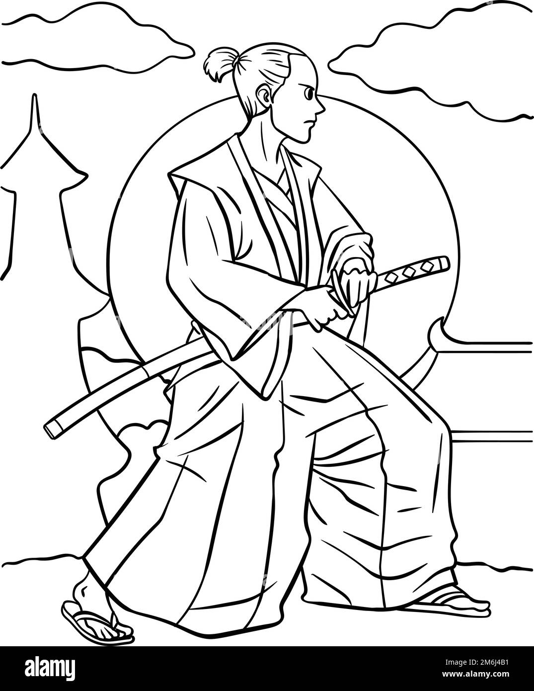Samurai drawing black and white stock photos images