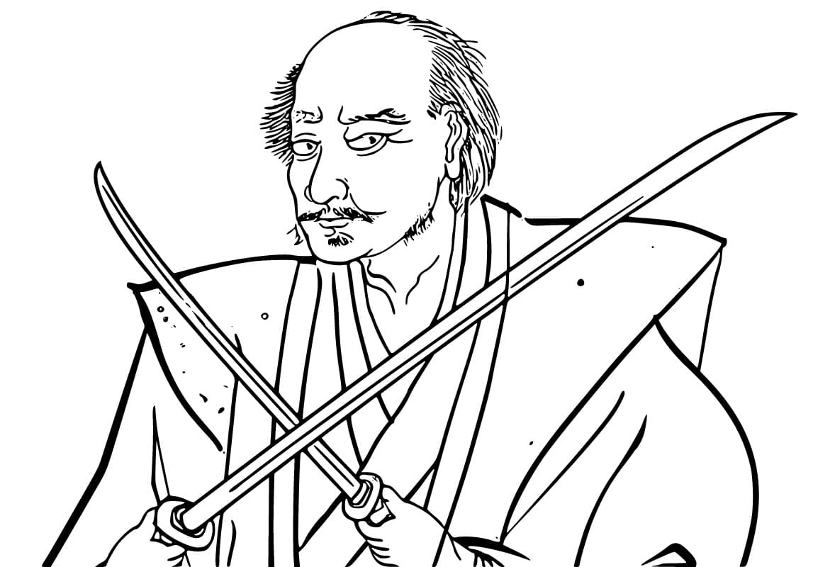 Miyamoto musashi from japan coloring page