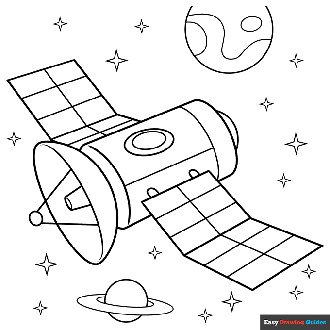 Satellite coloring page easy drawing guides