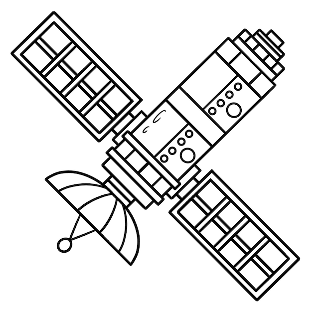 Premium vector space satellite isolated coloring page for kids
