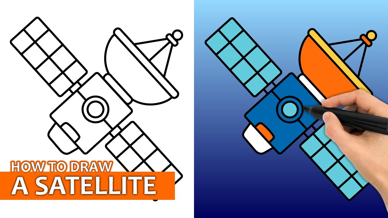 How to draw a satellite easy drawing tutorial