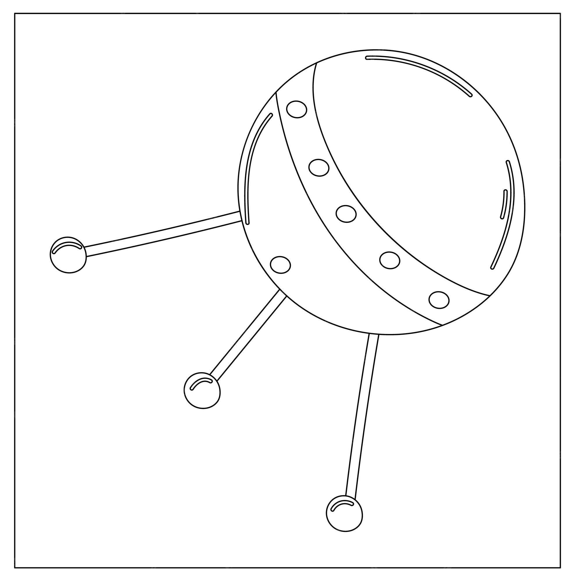 Premium vector coloring page outline of a cartoon satellite space and astronomy coloring book for kids