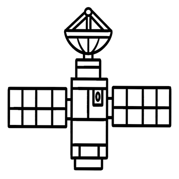 Premium vector space satellite isolated coloring page for kids