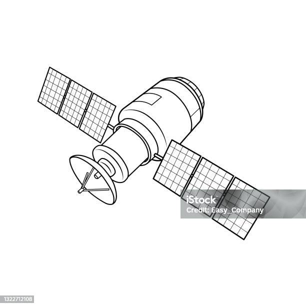 Black and white satellite image for coloring cartoons for children which is a vector illustration for preschool and home training for parents and teachers stock illustration