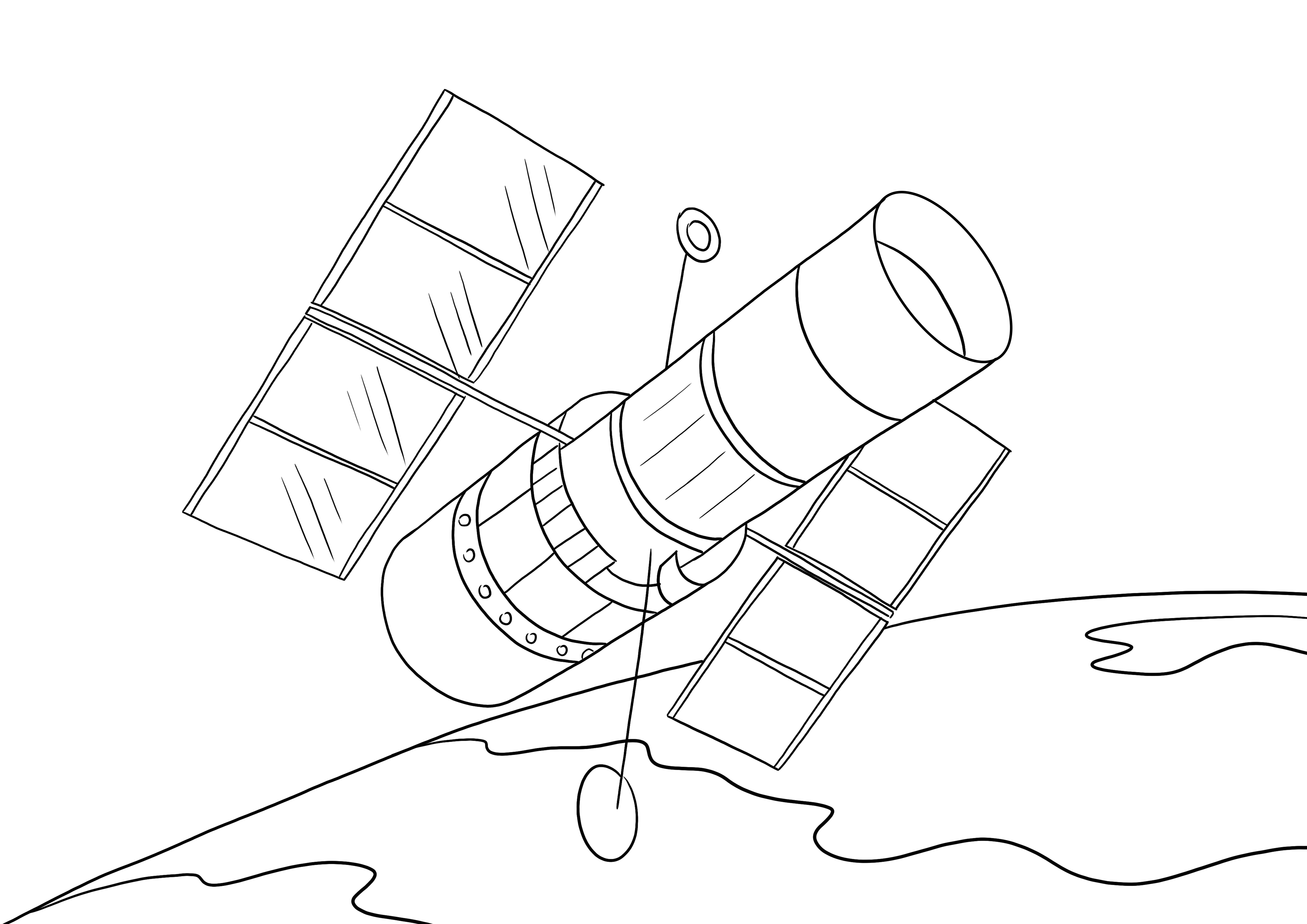 Space satellite free for coloring and downloading image for kids