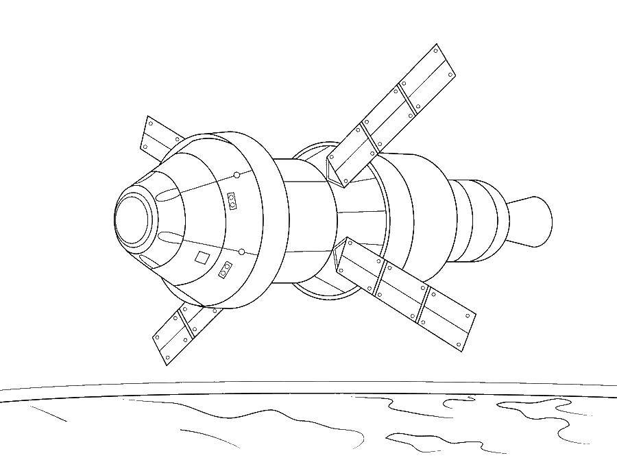 Online coloring pages coloring page satellite in space missiles download print coloring page