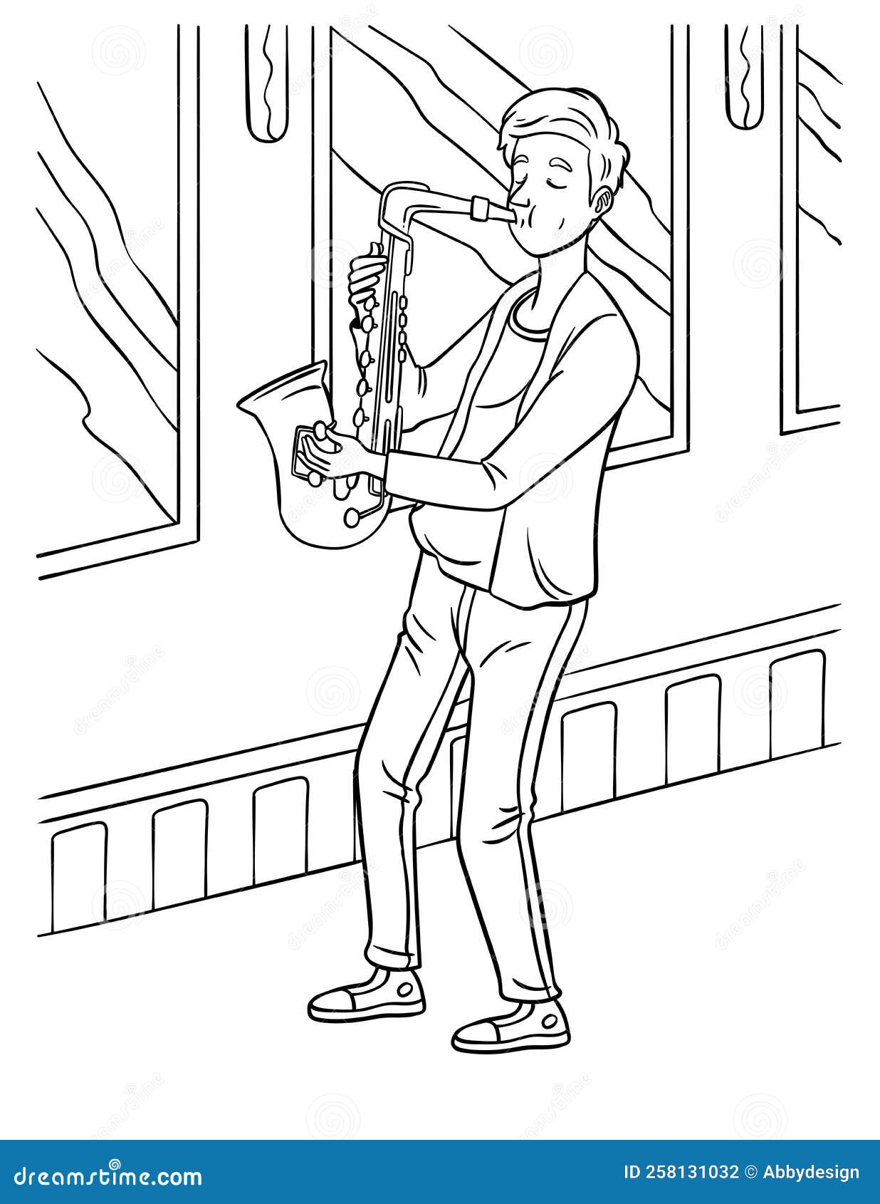 Saxophone coloring page stock illustrations â saxophone coloring page stock illustrations vectors clipart