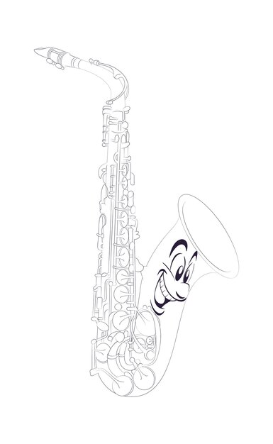 Premium vector jazz music saxophone vector illustration of a saxophone depicting the emotions of a musician