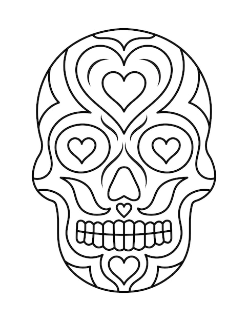 Premium vector skull coloring pages for kids