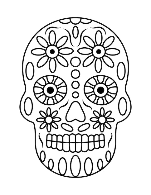 Premium vector simple skull coloring pages for adults
