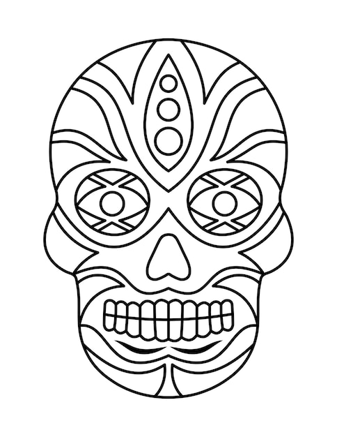 Premium vector simple skull coloring pages for adults