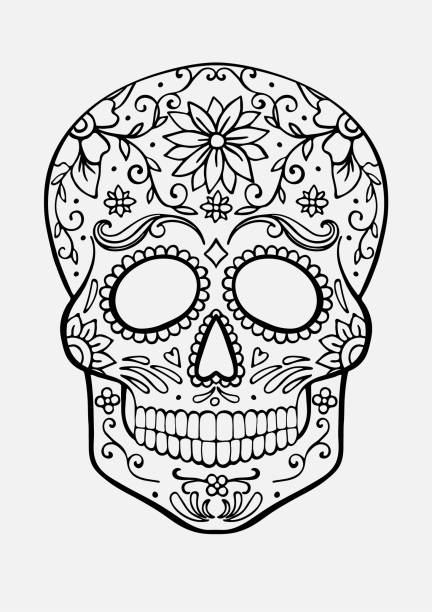 Sugar skull coloring page stock illustration