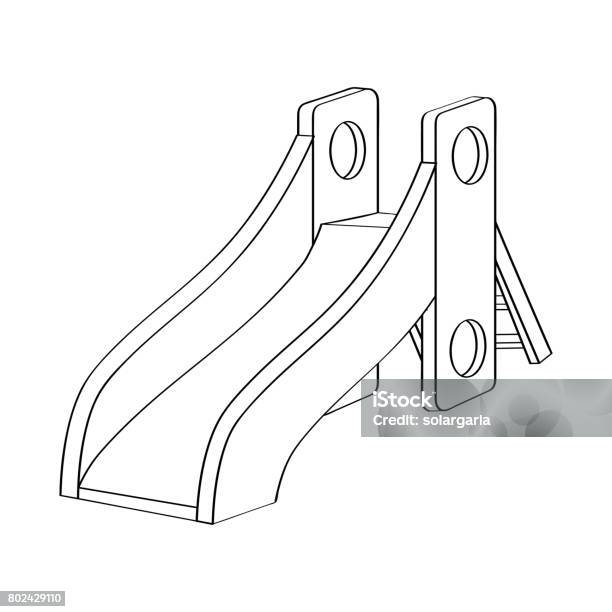 Playground slide black and white isolated simple line vector stock illustration