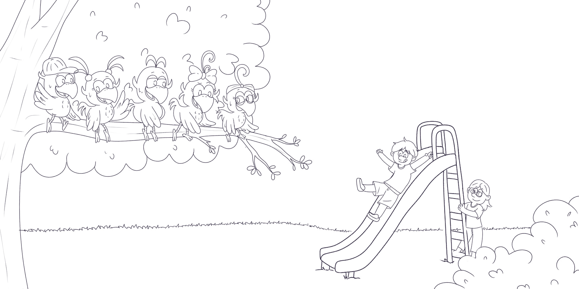 Curly crow goes to the park
