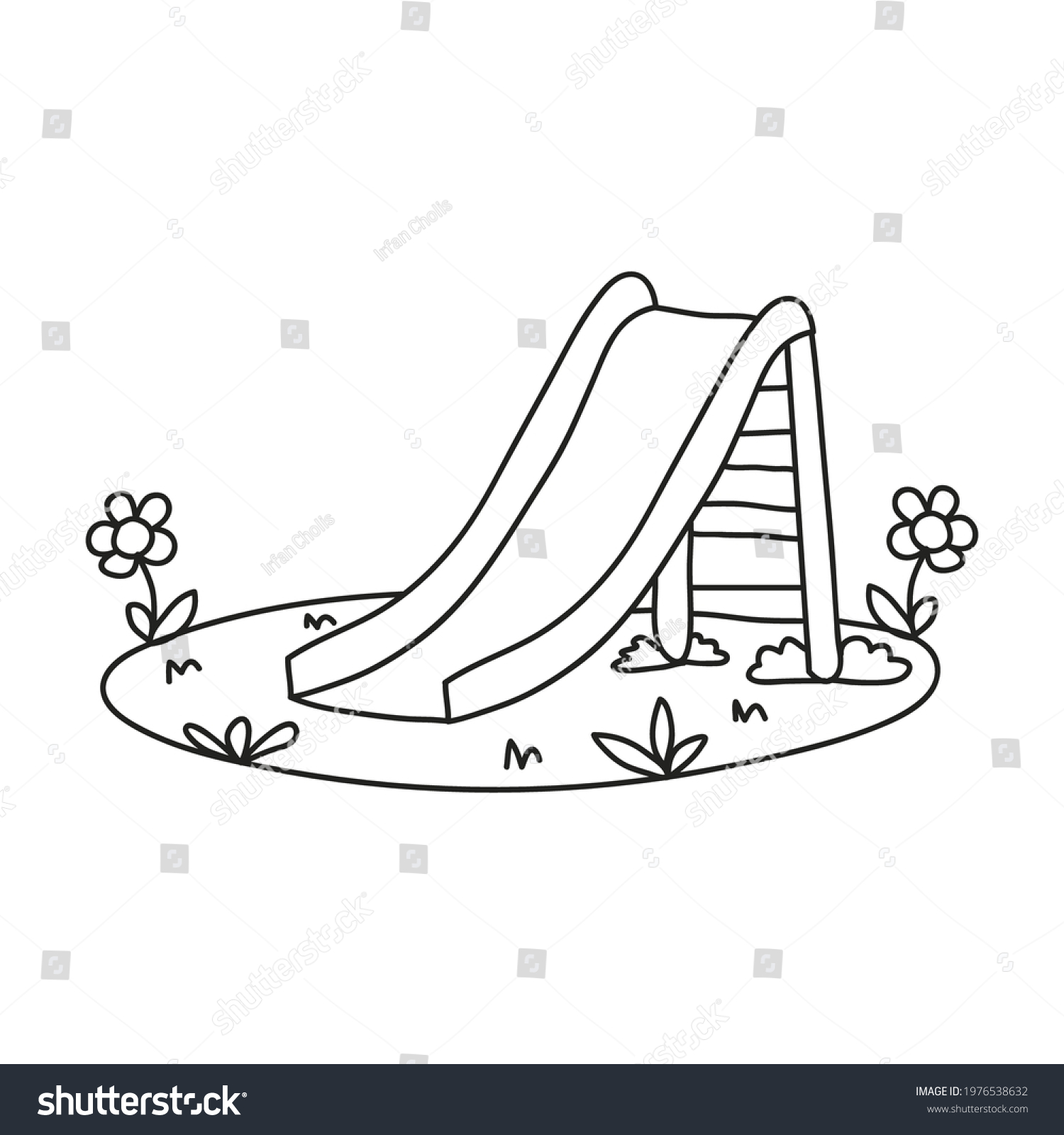 Outdoor kids playground outlined illustration hand stock vector royalty free