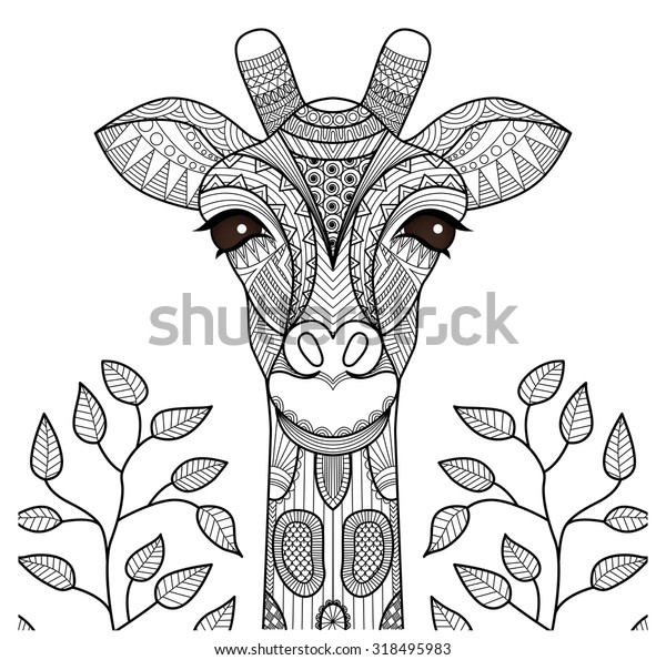 Zentangle giraffe head coloring page shirt stock vector royalty free