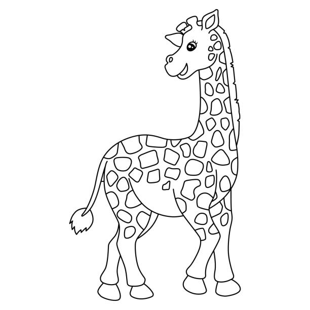 Giraffe coloring page isolated for kids stock illustration