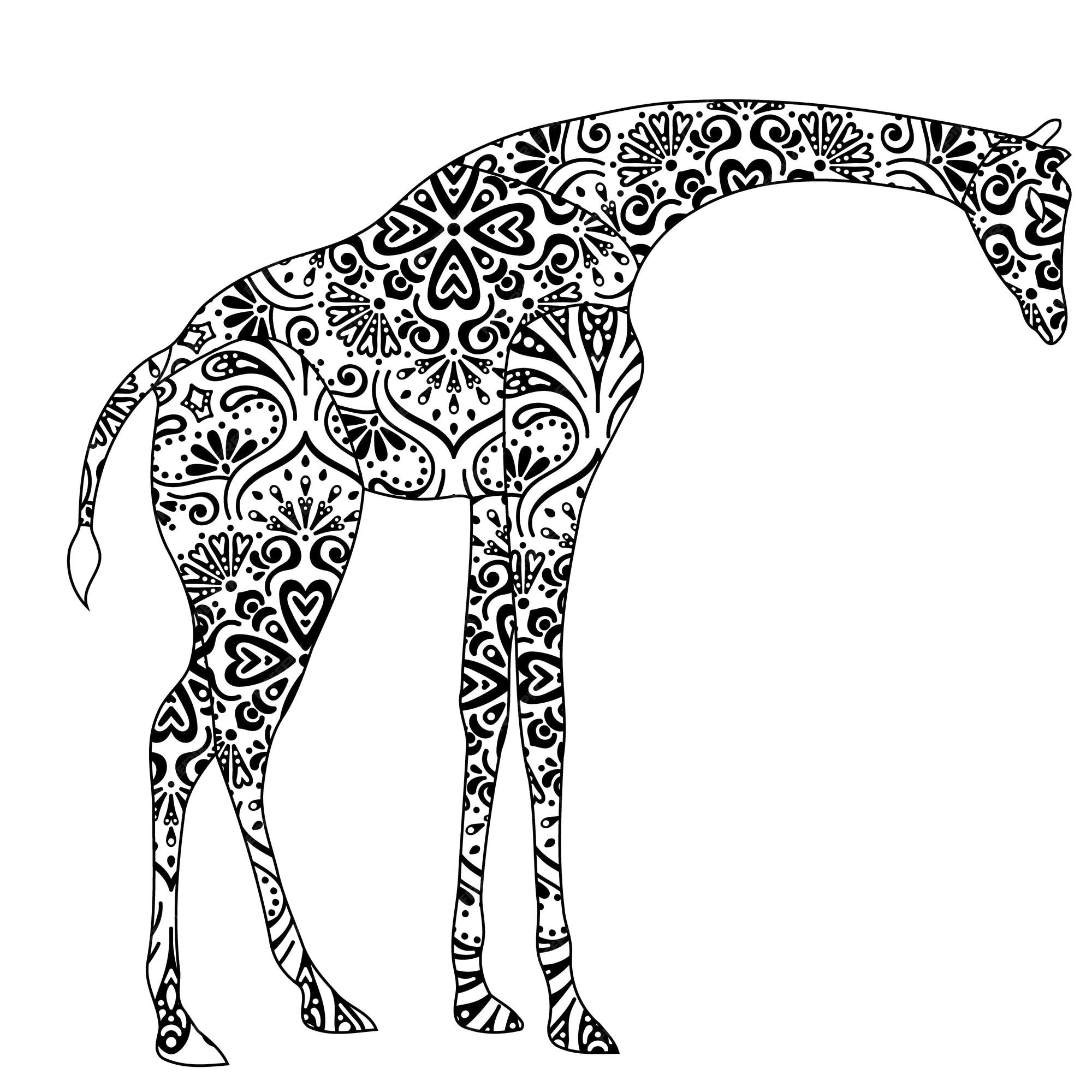 Premium vector giraffe mandala coloring page for kids