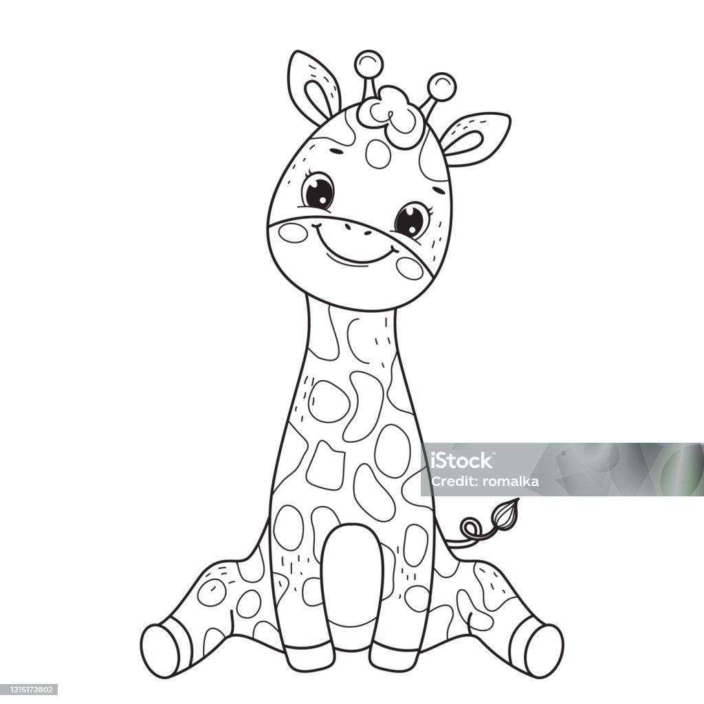 Giraffe for coloring bookline art design for kids coloring page stock illustration