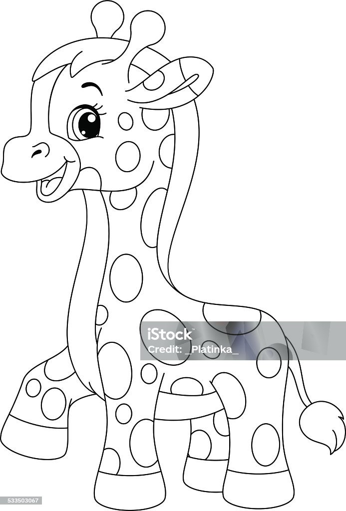 Little giraffe coloring page stock illustration