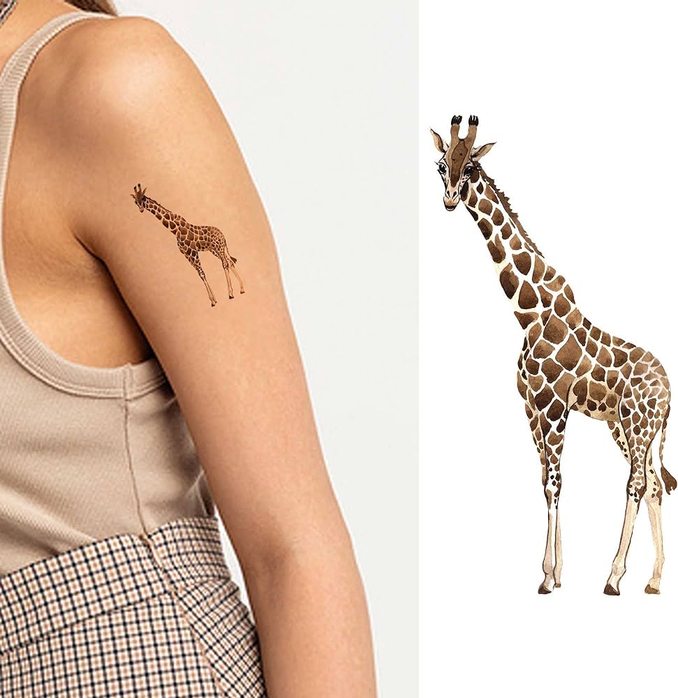 Dopetattoo sheets temporary tattoos for men and women animals exotic giraffe wild animal in a watercolor style isolated for men temporary tattoo for women neck arm chest for woman
