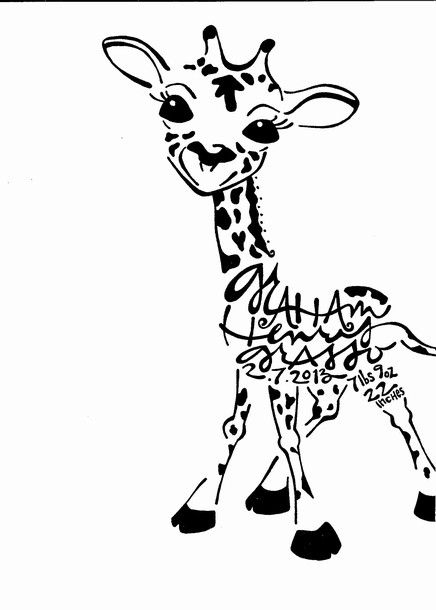 Personalized giraffe with customized details
