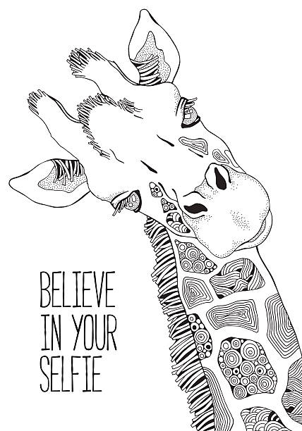 Giraffe coloring page pictures stock illustrations royalty
