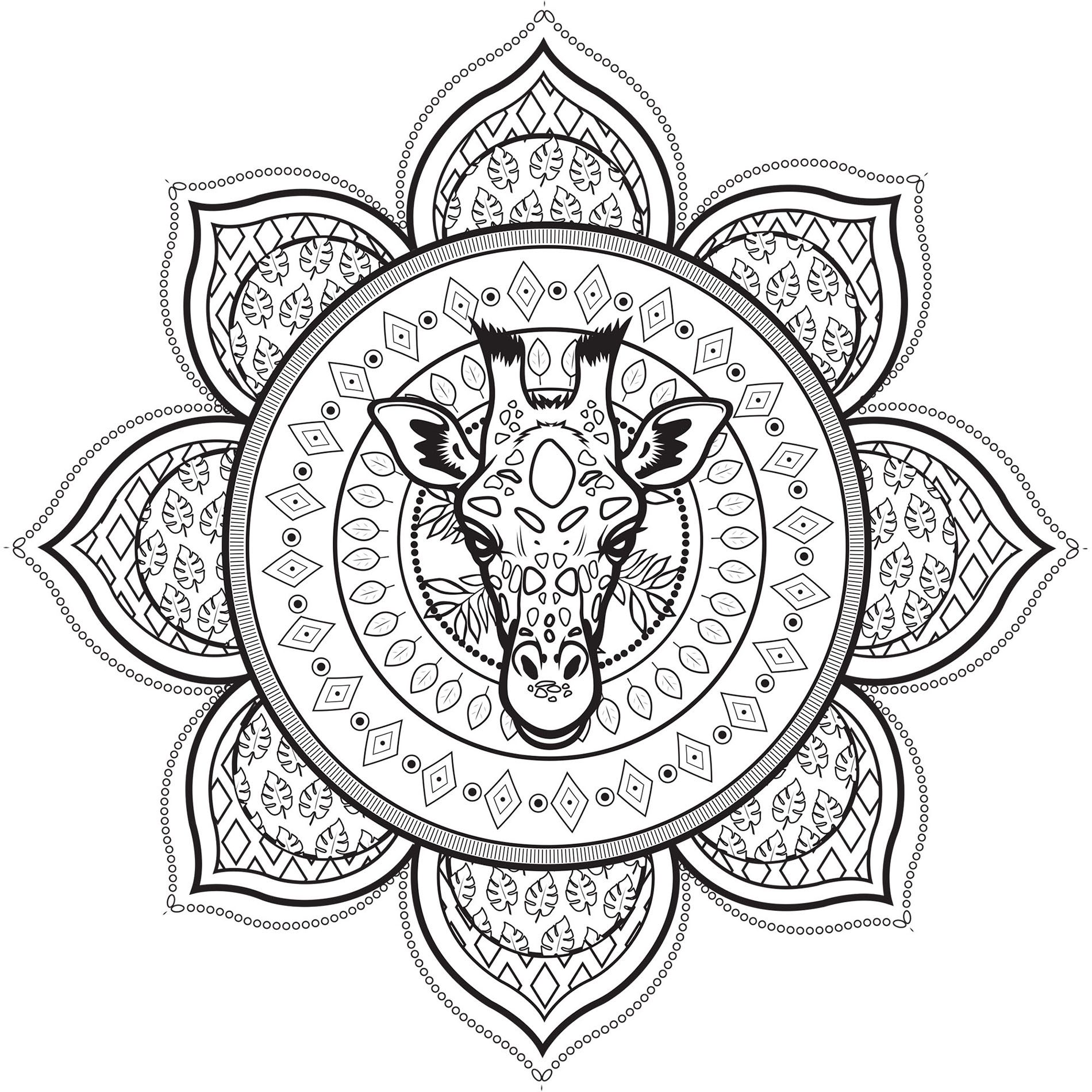 Mandala with giraffe head