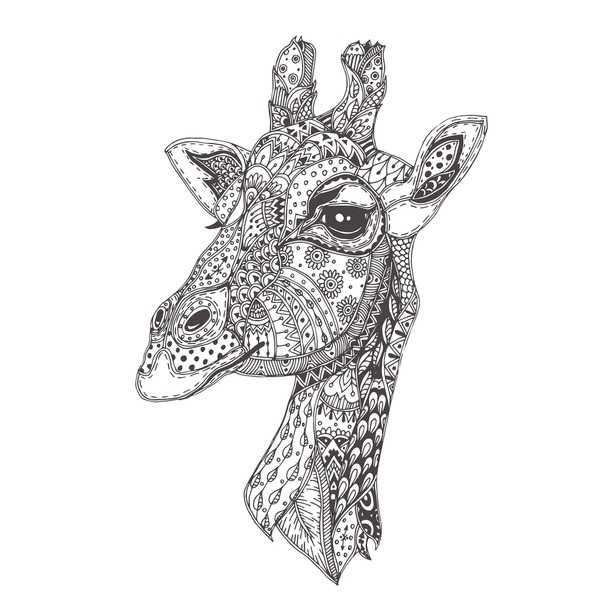 Adult coloring pages giraffe over royalty