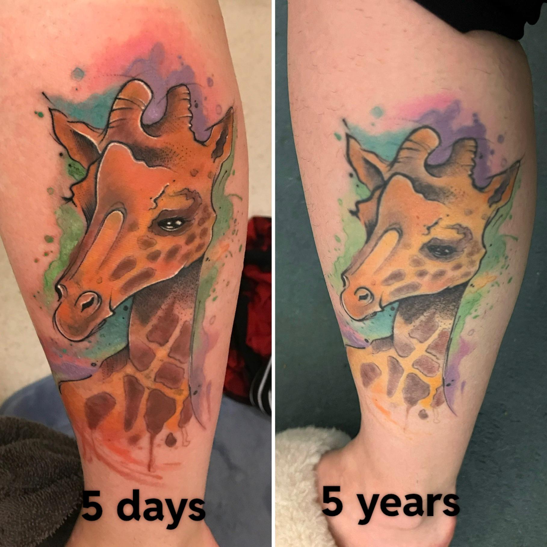 Giraffe by steve dunford of tumbleweed tattoo in vancouver after years rtattoos