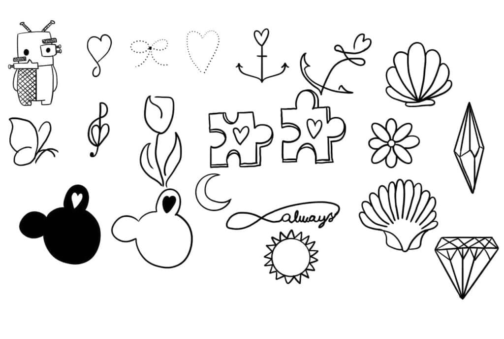 Cute tattoos coloring page