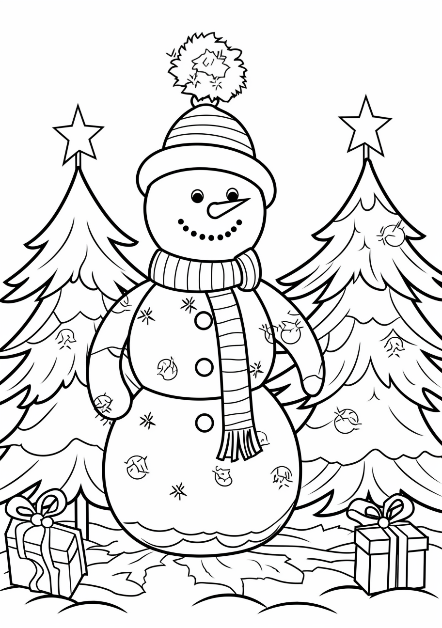 Holiday themed snowman coloring s