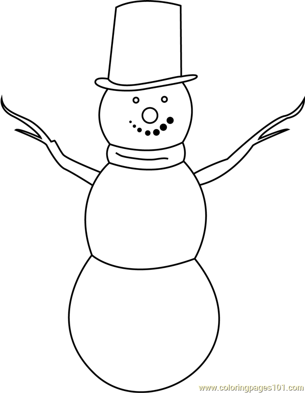 Simple snowman coloring page for kids