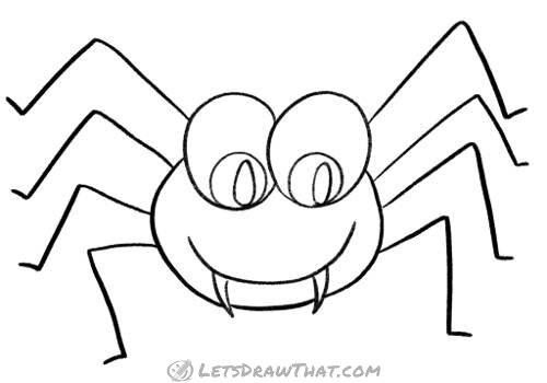 How to draw a spider â simple cartoon from a circle